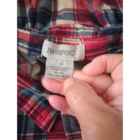 Passport Flannel Shirt Womens Medium Pearl Snap Long Sleeve Collared Casual - Picture 6 of 7